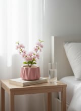 Modern Blush Pink Geometric Ceramic Indoor Planter - Origami Style Pot — view 3