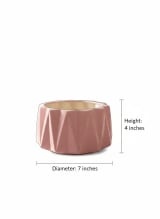 Modern Blush Pink Geometric Ceramic Indoor Planter - Origami Style Pot — view 5