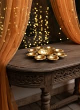 Handcrafted Brass 8-Wick Lotus Oil Lamp for Diwali Puja & Festive Home Decor — view 4
