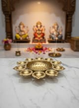 Handcrafted 10-Wick Brass Diya - Traditional Oil Lamp for Diwali and Festive Decor — view 2