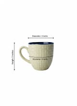Handcrafted Speckled Ceramic Coffee Mugs with Navy Blue Rim - Set of 2 — view 3