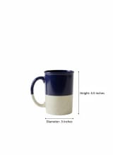 Handcrafted Cobalt Blue and Speckled Cream Ceramic Coffee Mug - Modern Minimalist Drinkware — view 4