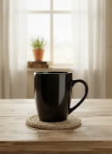 Midnight Glossy Black Ceramic Coffee and Tea Mug — view 1