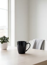 Midnight Glossy Black Ceramic Coffee and Tea Mug — view 2