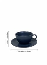 Midnight Matte Navy Blue Ceramic Teacup with Saucer - Elegant Handmade Tea Set — view 3