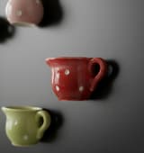 Hand-Painted Polka Dot Miniature Ceramic Cup Refrigerator Magnets - Set of 4 — view 3
