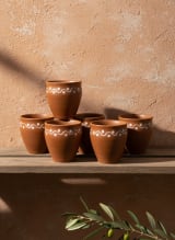 Handcrafted Terracotta Kulhad Set of 6 with Traditional White Hand-Painted Designs — view 2