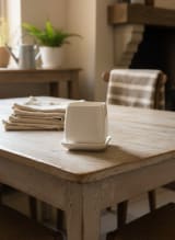Modern Minimalist White Square Ceramic Planter with Matching Drainage Tray — view 3