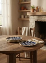 Indigo Moroccan Quatrefoil Ceramic Dinner Plates - Set of 4 — view 3