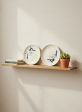 Hand-Painted Cream Artisan Ceramic Dinner Plate Set - Botanical Bliss — view 3