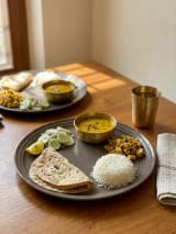 Brown Ridged-Rim Ceramic Dinner Plates - Set of 2 — view 2