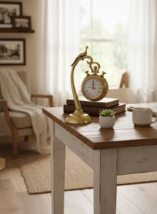 Vintage Brass Peacock Table Clock - Antique Style Desk Decor With Gift Box