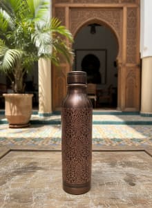 Handcrafted Antique Engraved Pure Copper Water Bottle