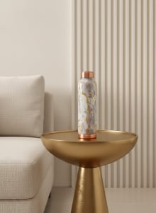 Elegant Marble Print Pure Copper Water Bottle with Gold Veins 950 ml