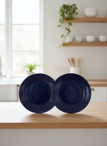 Midnight Blue Ceramic Snacks Plates - Set of 2