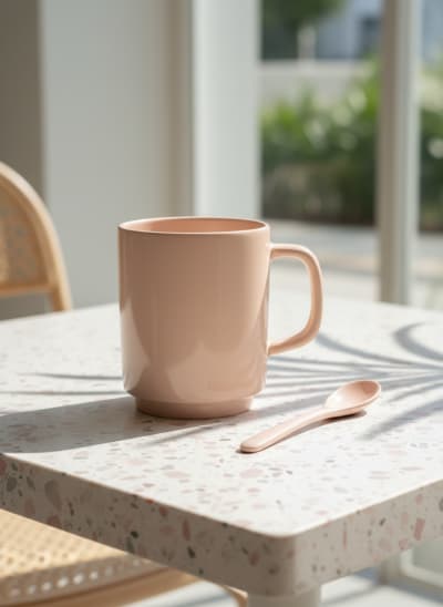 Blush Pink Minimalist Ceramic Coffee Tea Mug - 350ml