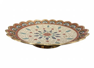 Handcrafted Royal Brass Meenakari Decorative Plate - Traditional Floral Platter for Home Decor