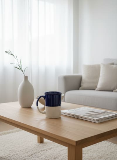 Handcrafted Cobalt Blue and Speckled Cream Ceramic Coffee Mug - Modern Minimalist Drinkware