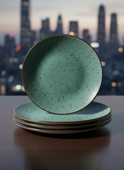 Emerald Coast Speckled Ceramic Snacks Plate Set - Set of 4