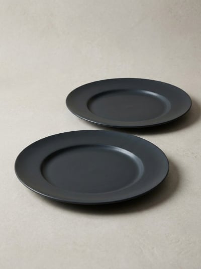 Deep Charcoal Matte Ceramic Dinner Plates - Set of 2