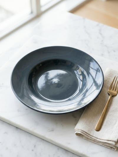 Slate Blue Glossy Ceramic Pasta Plate - 10 inch