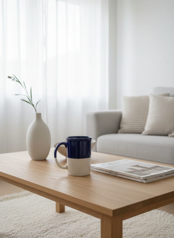Handcrafted Cobalt Blue and Speckled Cream Ceramic Coffee Mug - Modern Minimalist Drinkware