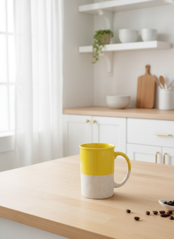 Handcrafted Sunshine Yellow Two-Tone Speckled Ceramic Mug - 450ml