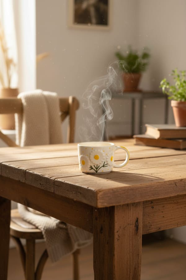Handcrafted Daisy Floral Ceramic Coffee Mug - 250ml