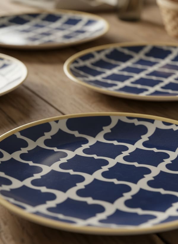 Indigo Moroccan Quatrefoil Ceramic Dinner Plates - Set of 4 — alternate view
