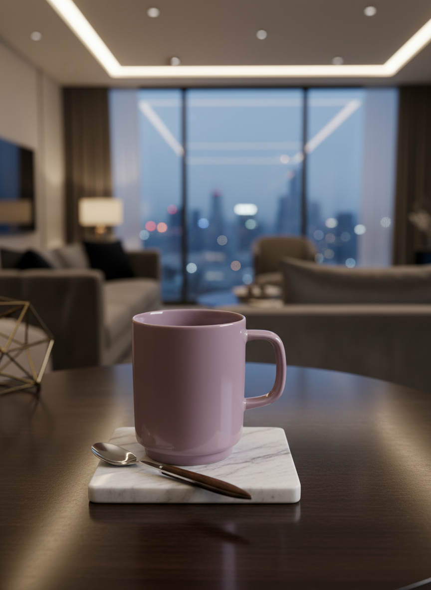 Minimalist Purple Ceramic Coffee Mug - Premium Handcrafted Tea Cup — alternate view