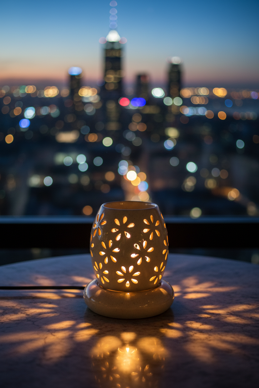 Floral Cut-Out Ceramic Electric Aroma Diffuser & Night Lamp