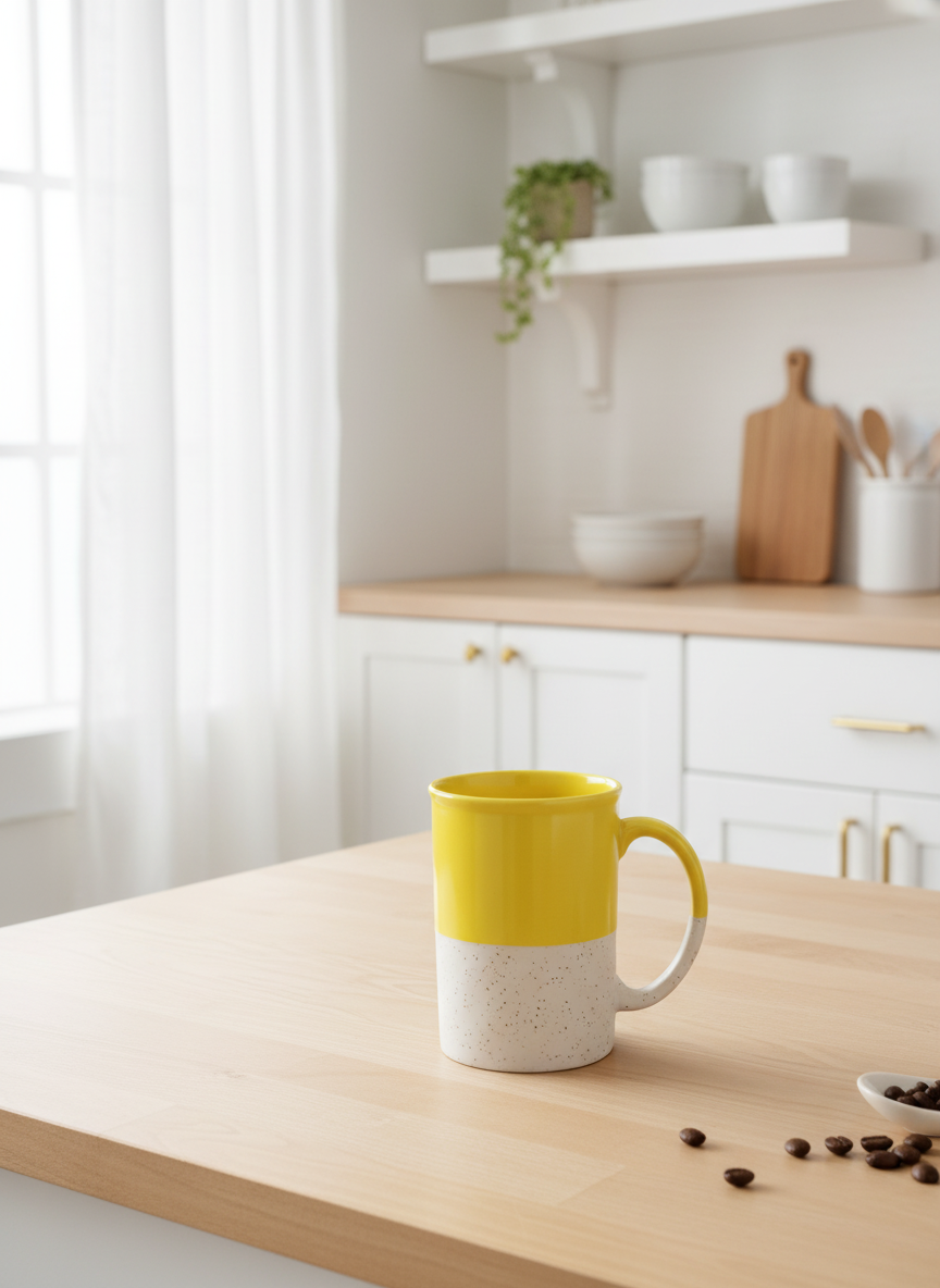 Handcrafted Sunshine Yellow Two-Tone Speckled Ceramic Mug - 450ml