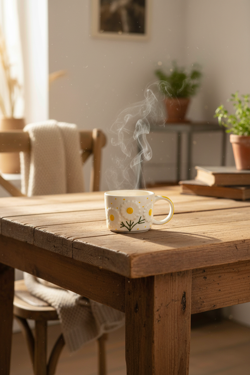 Handcrafted Daisy Floral Ceramic Coffee Mug - 250ml