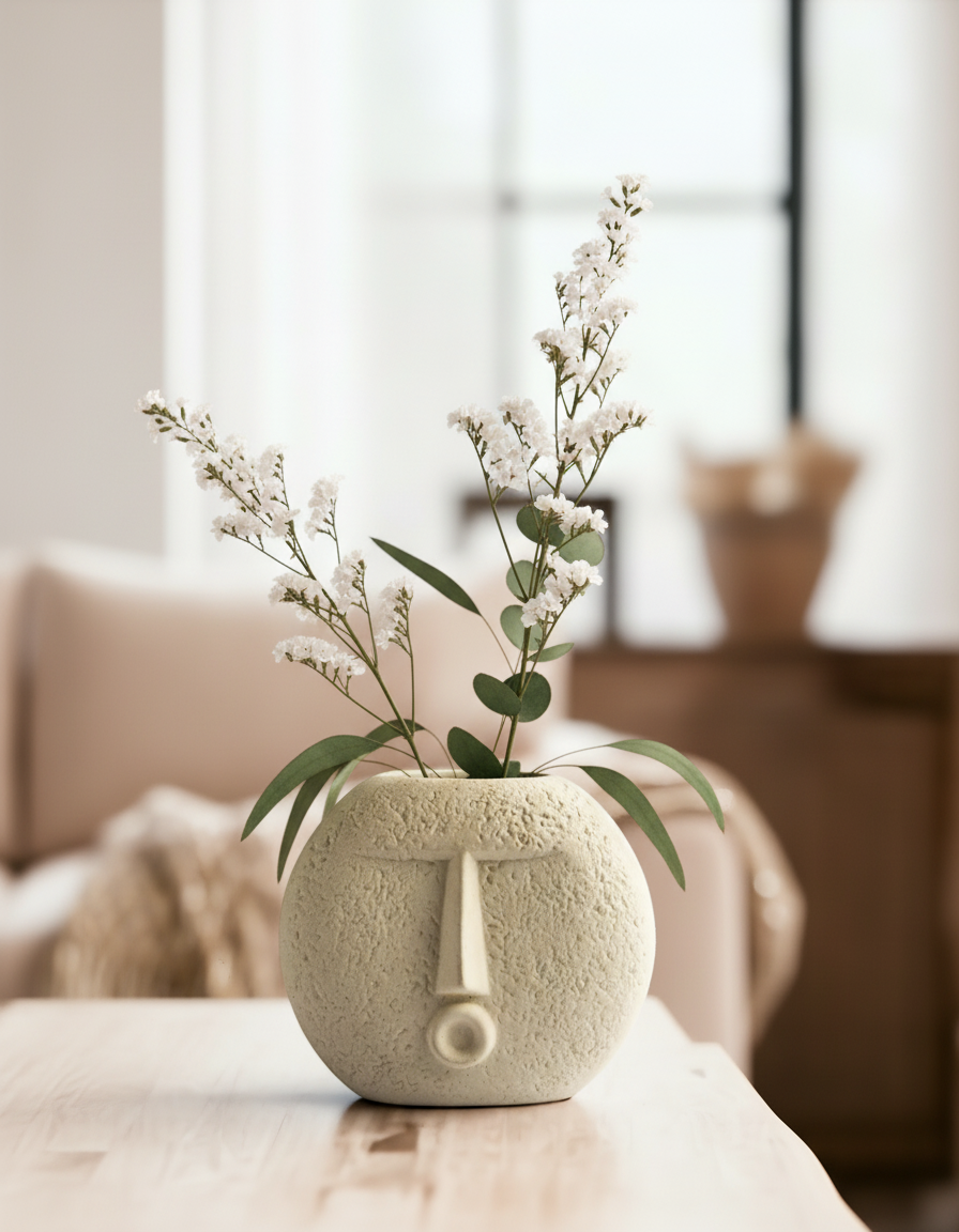Abstract Face Minimalist Ceramic Planter Vase — alternate view