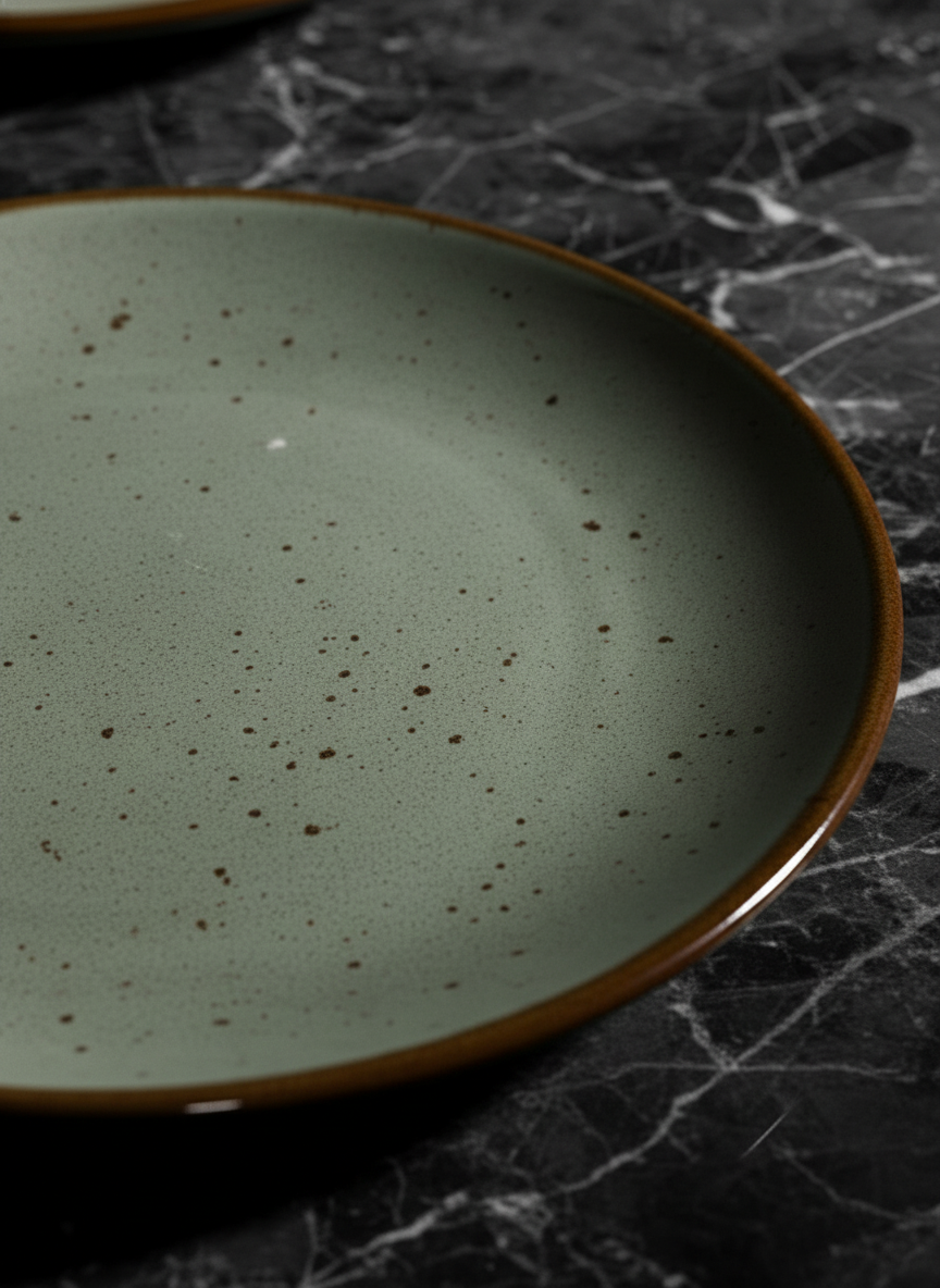 Sage Green Speckled Ceramic Snacks Plate Set (Set of 2) — alternate view