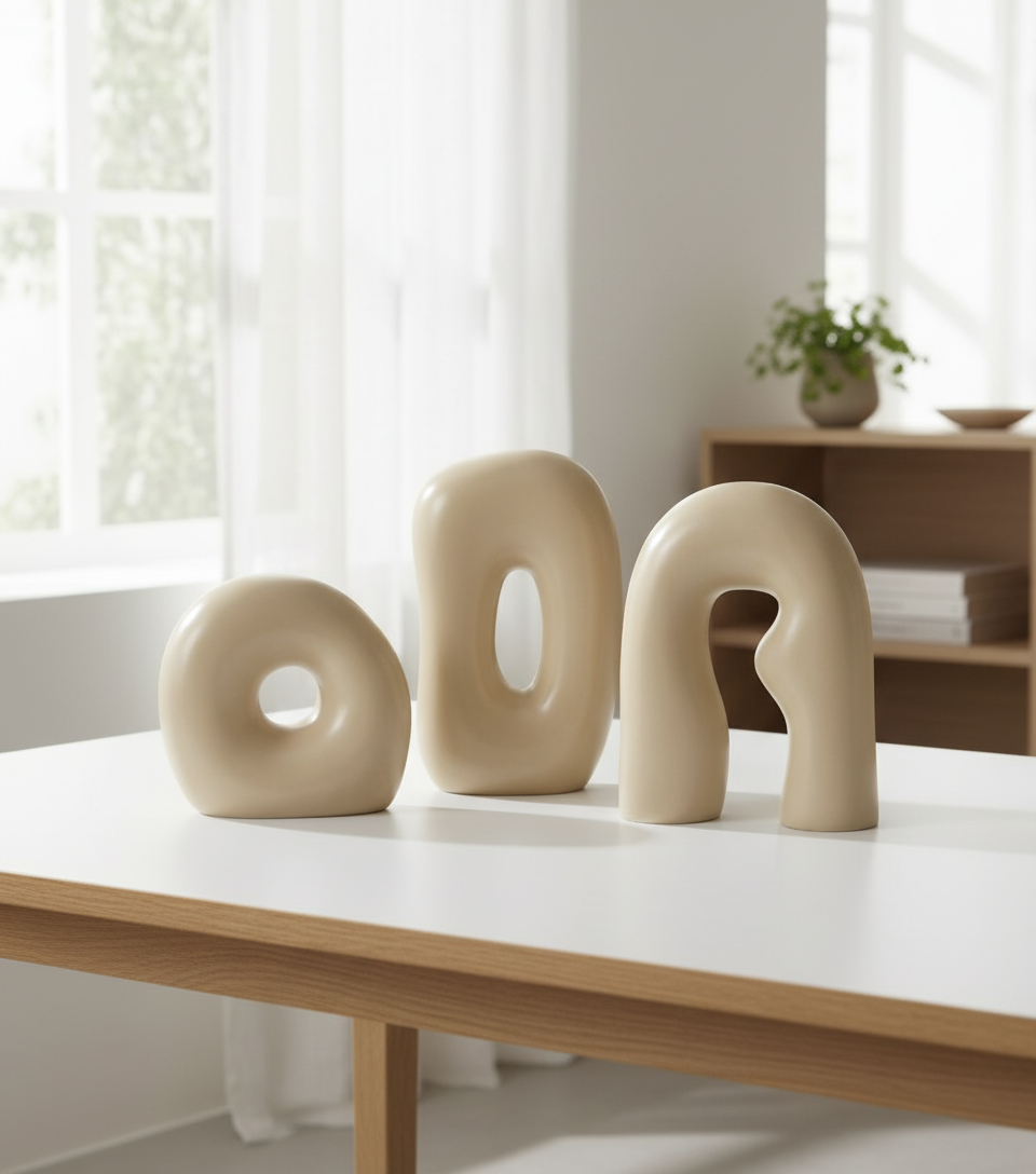 Organic Abstract Ceramic Sculptures - Set of 3
