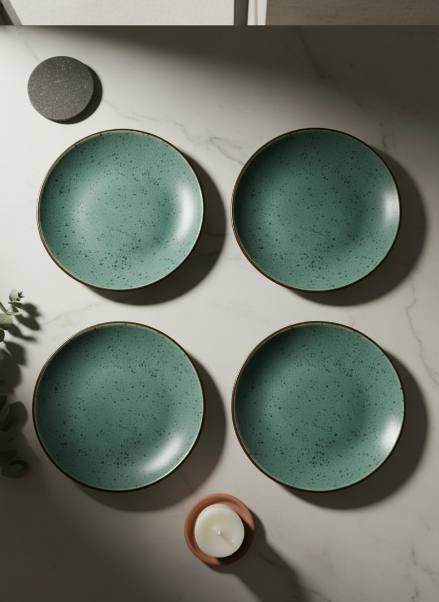 Emerald Coast Speckled Ceramic Snacks Plate Set - Set of 4 — alternate view