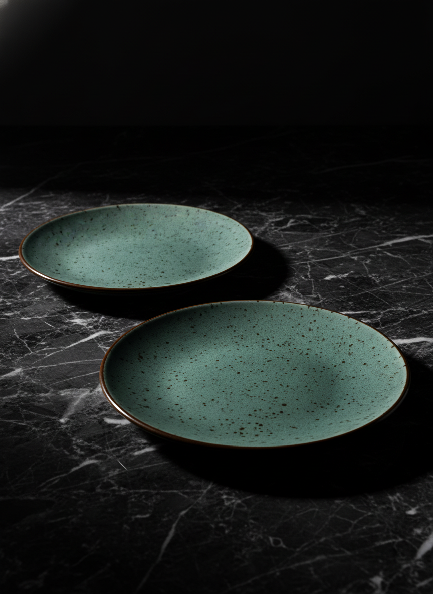 Emerald Speckled Ceramic Snacks Plates - Set of 2 — alternate view