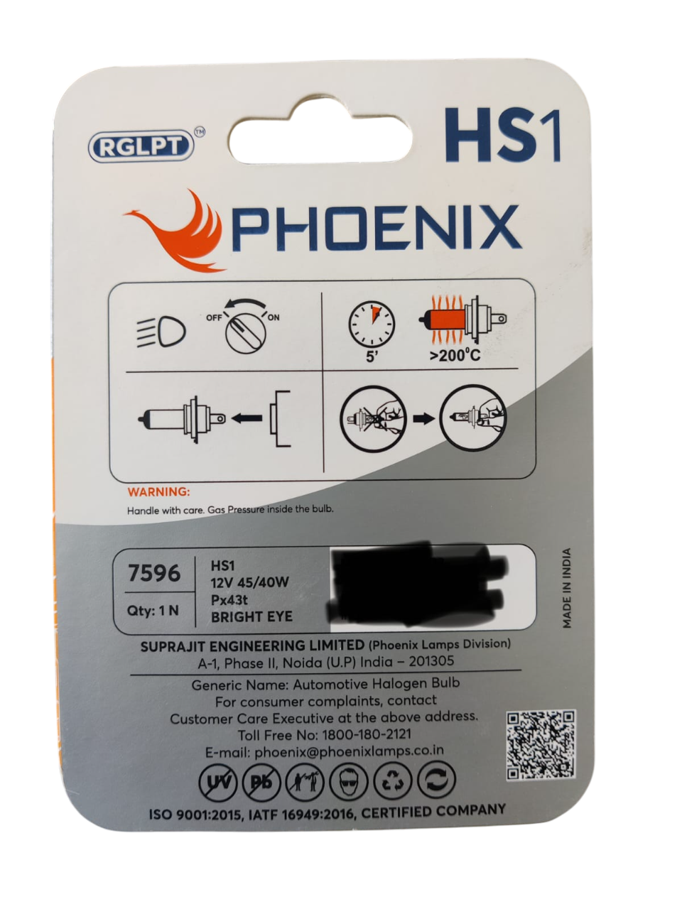 HS1 Bulb 12V 45-40W Px43t for 2 & 3 Wheeler