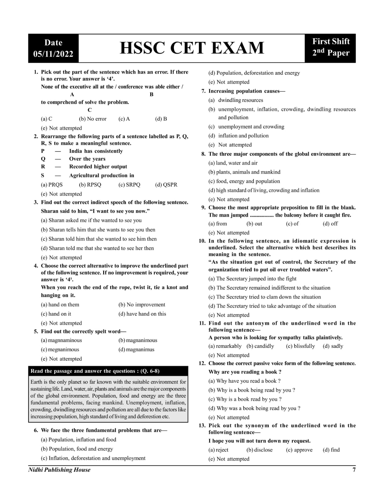 HSSC/CET PRE.+CET MAINS 142 PREVIOUS PAPER 2023 page 10