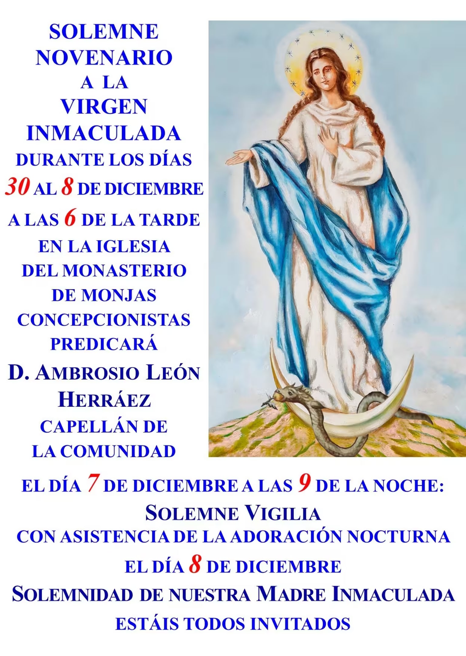 Solemne Novenario a la Virgen Inmaculada