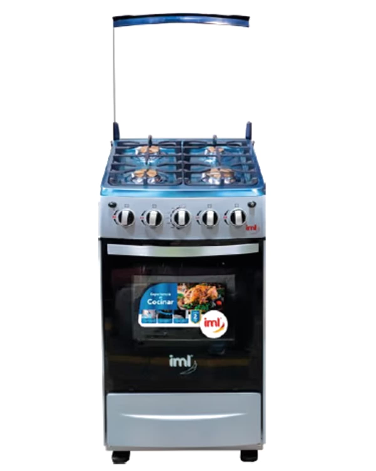 ESTUFA CON HORNO IML 20'' TOP INOXIDABLE CON TAPA DE VIDRIO GRIS C-H42G