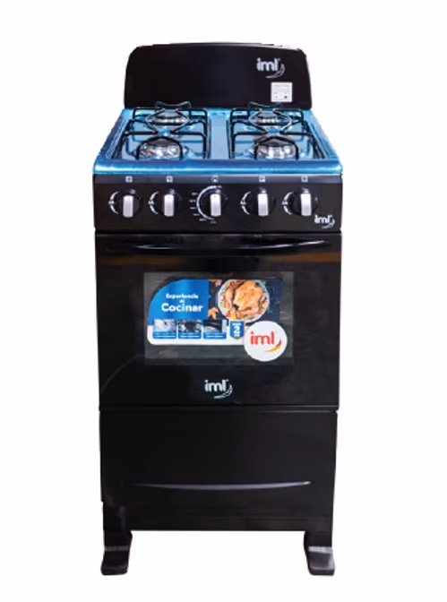 ESTUFA CON HORNO IML 20" TOP INOXIDABLE CON RESPALDO NEGRO C-H4N1