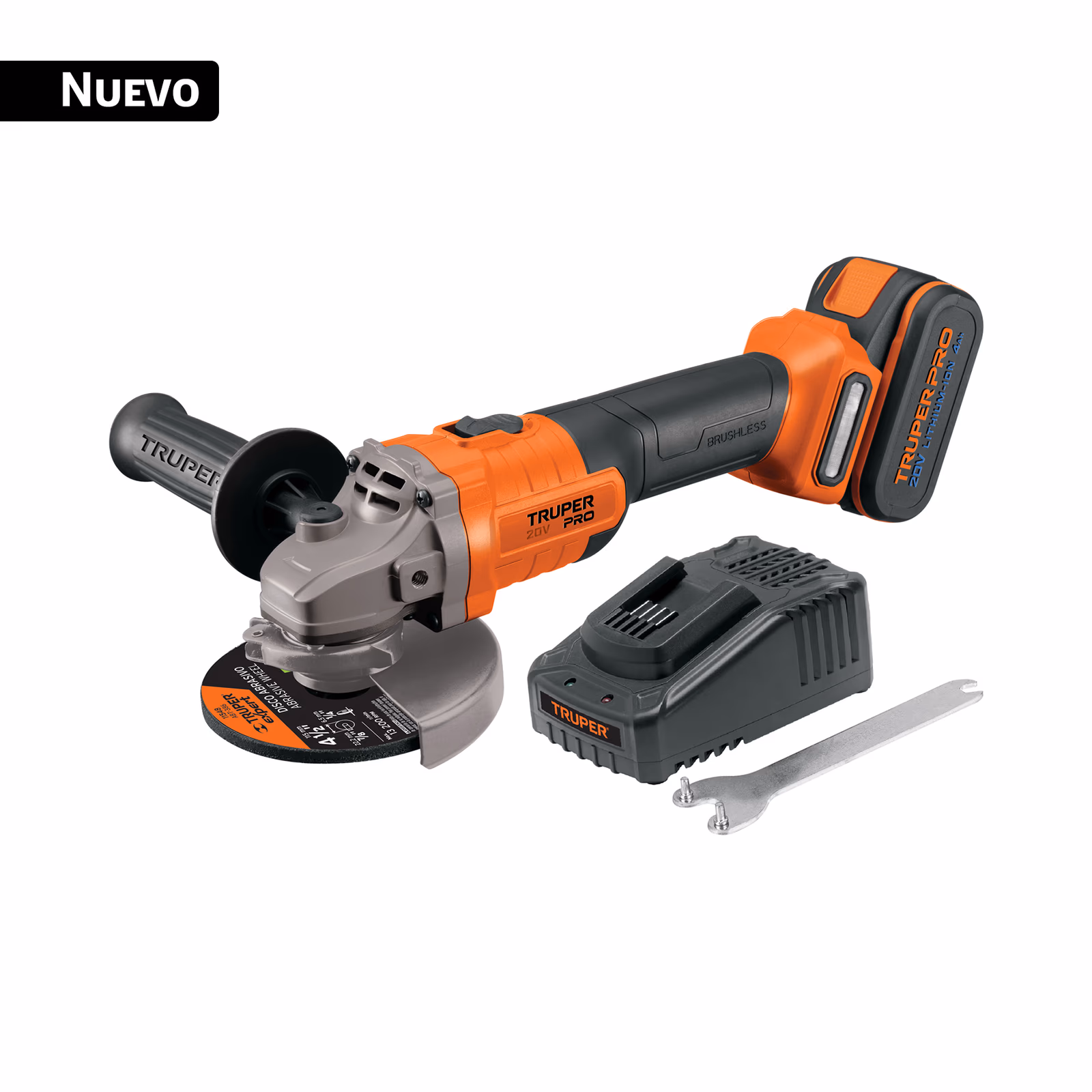 Esmeriladora 4-1/2", 20V, 1 batería 4Ah, TRUPER PRO ESMI-20A