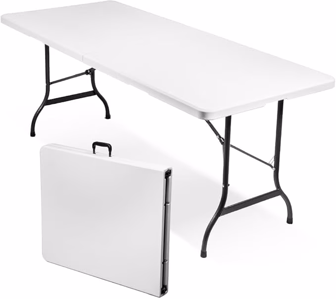 MESA PLEGABLE METAL Y PLASTICO BLANCA ERICK-SON MESA180-14