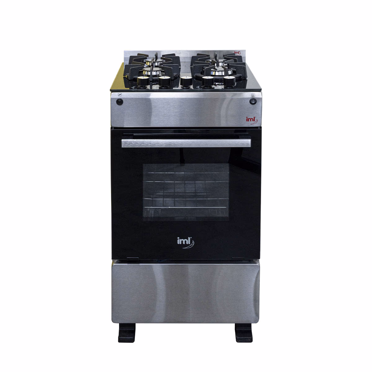 ESTUFA CON HORNO IML 20" CUERPO DE ACERO TOP DE VIDRIO C-H4A1