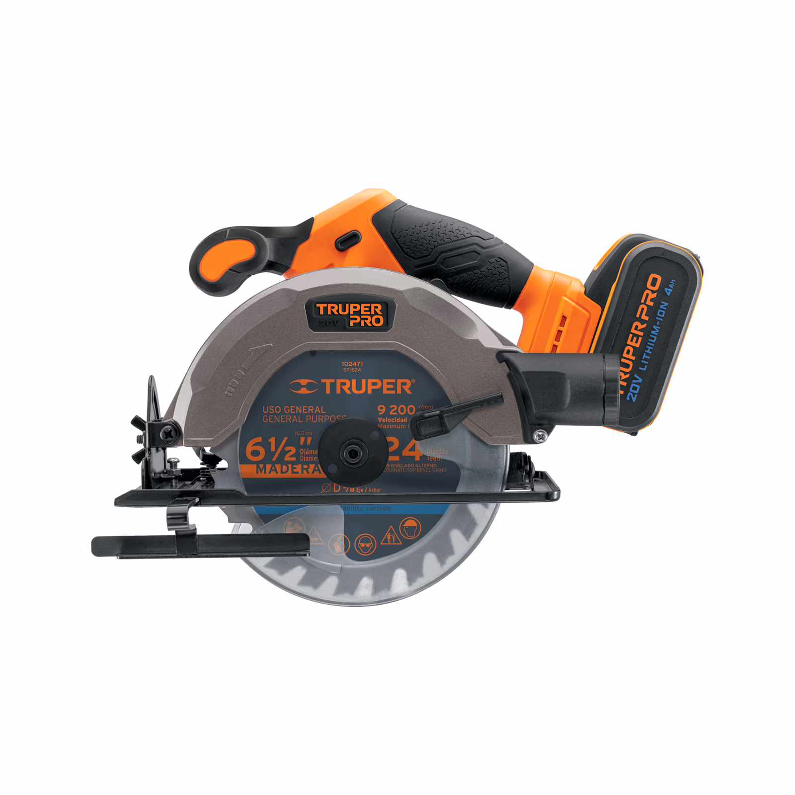 Sierra circular 6-1/2", 20V, 1 batería 4Ah, TRUPER PRO SICI-20A