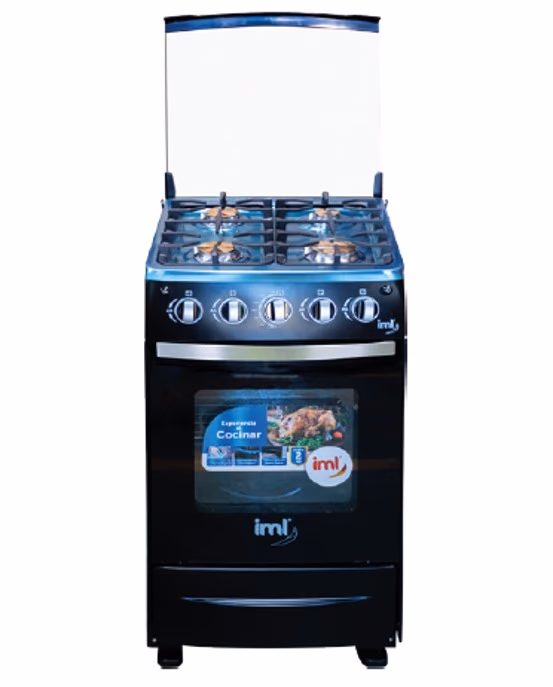 ESTUFA CON HORNO IML 20" NEGRO TOP INOXIDABLE TAPA DE VIDRIO C-H42N