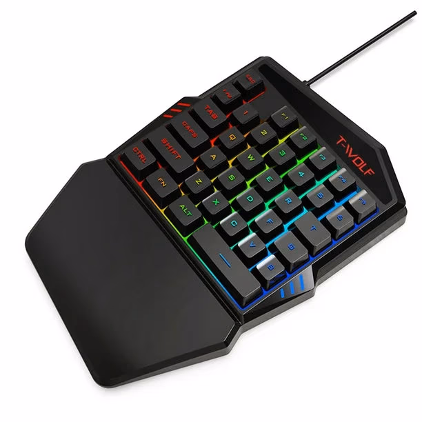 TECLADO UNA MANO GAMER 198I LUCES G7