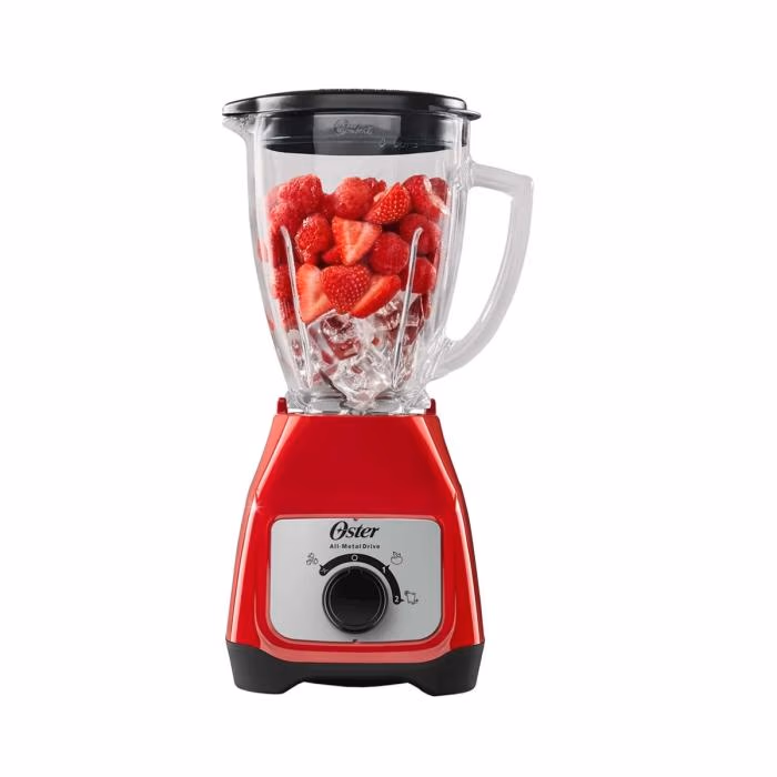 LICUADORA OSTER 2 VEL CONTROL DE PERILLA VASO DE VIDRIO ROJO BLSTKAG-RRD